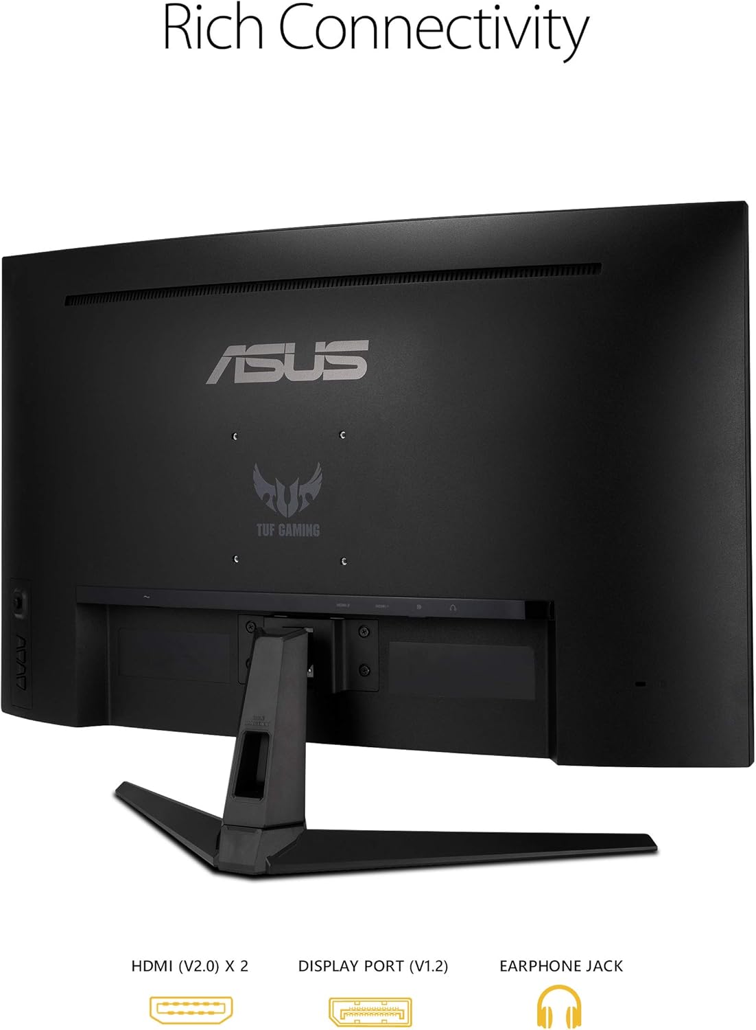 ASUS TUF Gaming 32" 1440P HDR Curved Monitor (VG32VQ1B) - QHD (2560 x 1440), 165Hz (Supports 144Hz), 1ms, Extreme Low Motion Blur, Speaker, FreeSync Premium, VESA Mountable, DisplayPort, HDMI,BLACK - Image 6