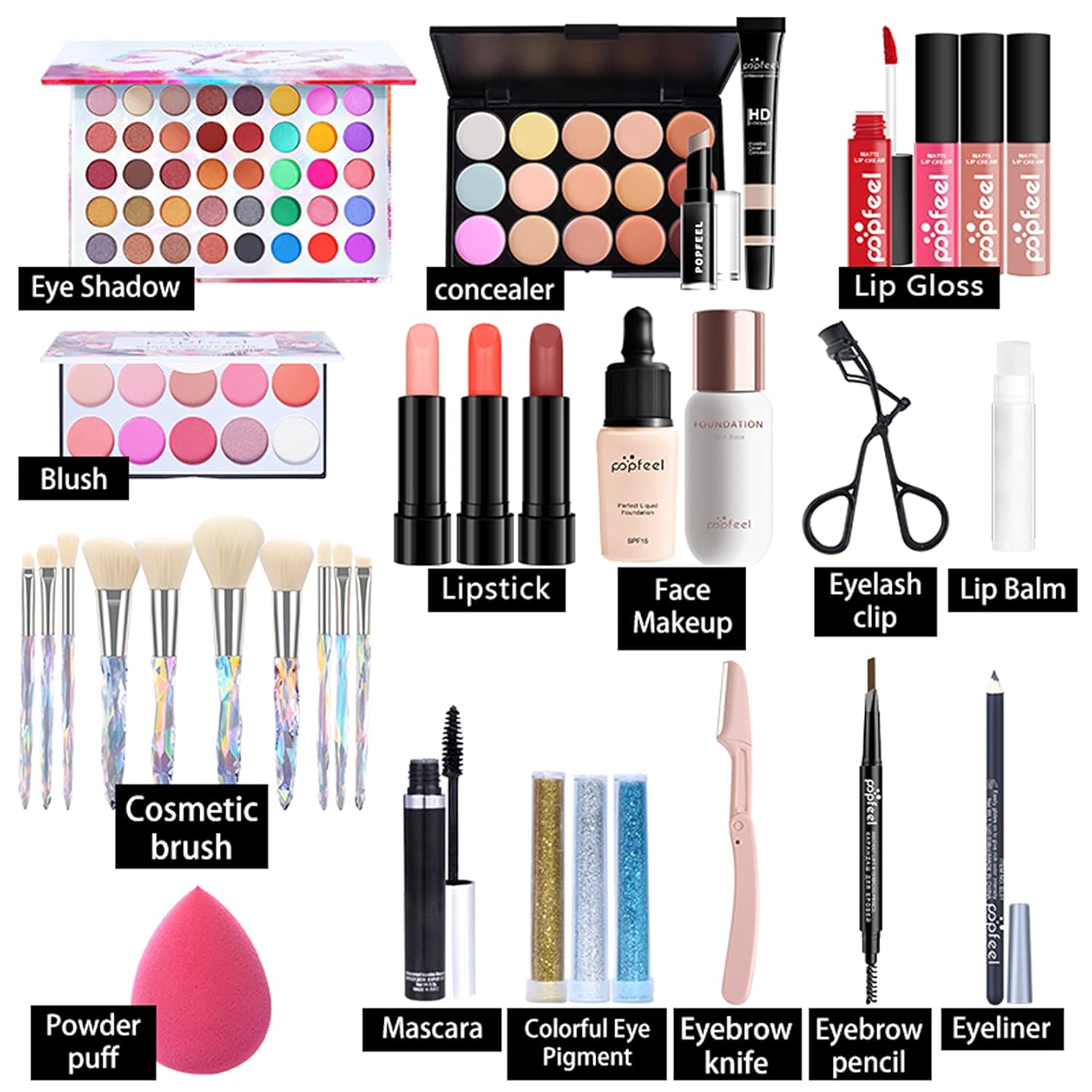 Pure Vie All-in-One Holiday Gift Makeup Set Cosmetic Essential Starter Bundle Include Eyeshadow Palette Lipstick Concealer Blush Mascara Foundation Face Powder - Makeup Kit for Women Full Kit - Image 3