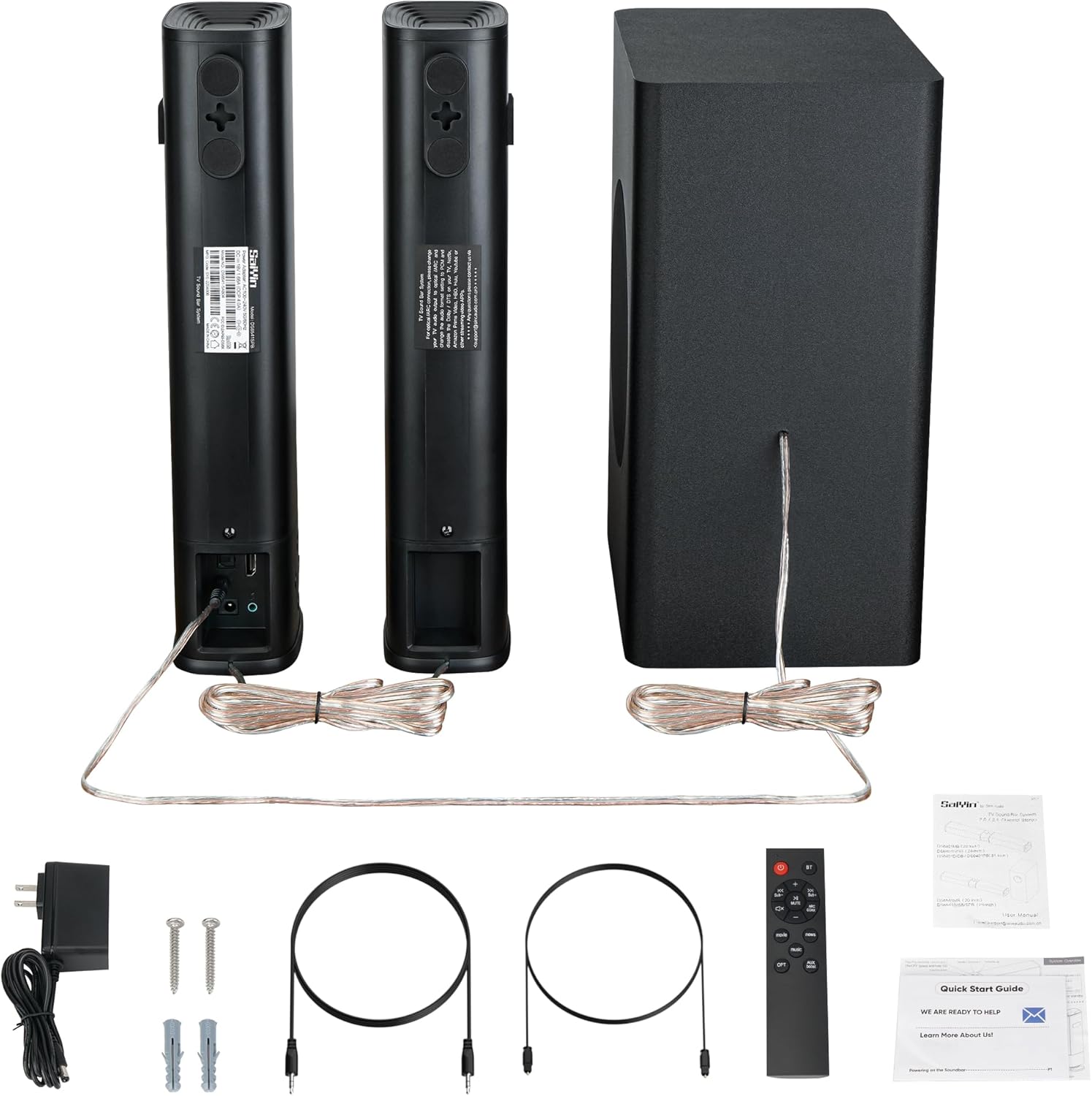 Saiyin Sound Bar for Smart TV with Subwoofer, 100W Detachable Soundbar Home Theater Surround Sound System for TV with Horn Tweeter, Adjustable Bass and HDMI-ARC/Bluetooth Optical/AUX/Connection - Image 7