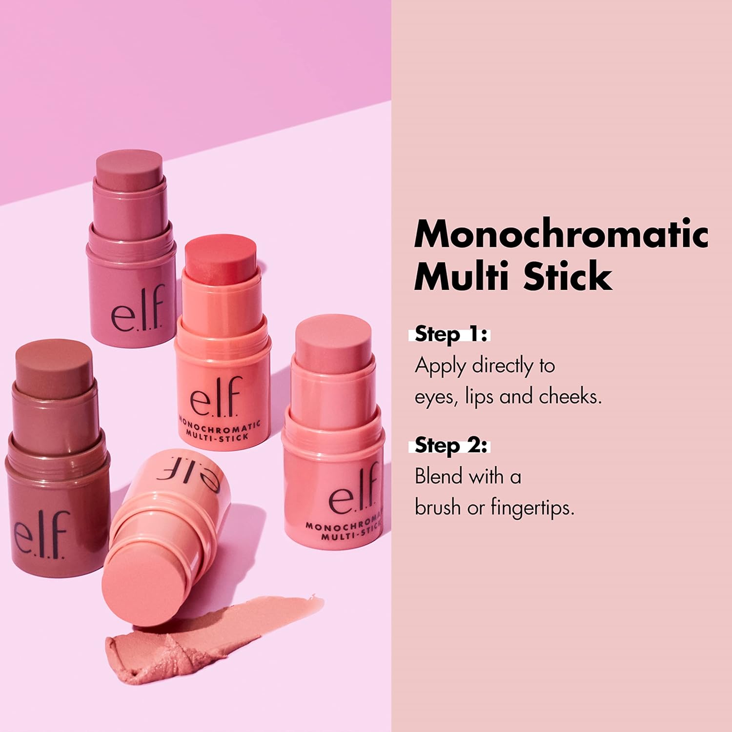 e.l.f. Monochromatic Multi Stick, Luxuriously Creamy & Blendable Color, For Eyes, Lips & Cheeks, Dazzling Peony - Image 3