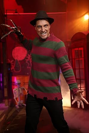 Arvilhill 3 Pcs Men's Halloween Scary Costume Claws Sweater Hat Nightmare Outfits - Image 4