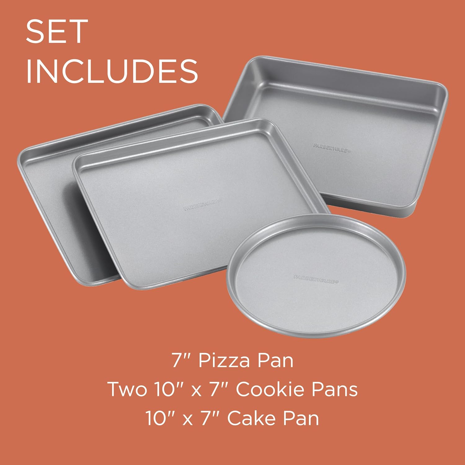 Farberware Bakeware Steel Nonstick Toaster Oven Pan Set, 4-Piece Baking Set, Gray - Image 6
