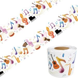 69 Feet Musical Instrument Billboard Borders Color Notes and Instrument Trimming Stickers Self Adhesive Music Theme Billboard Home School Classroom Blackboard Decorations