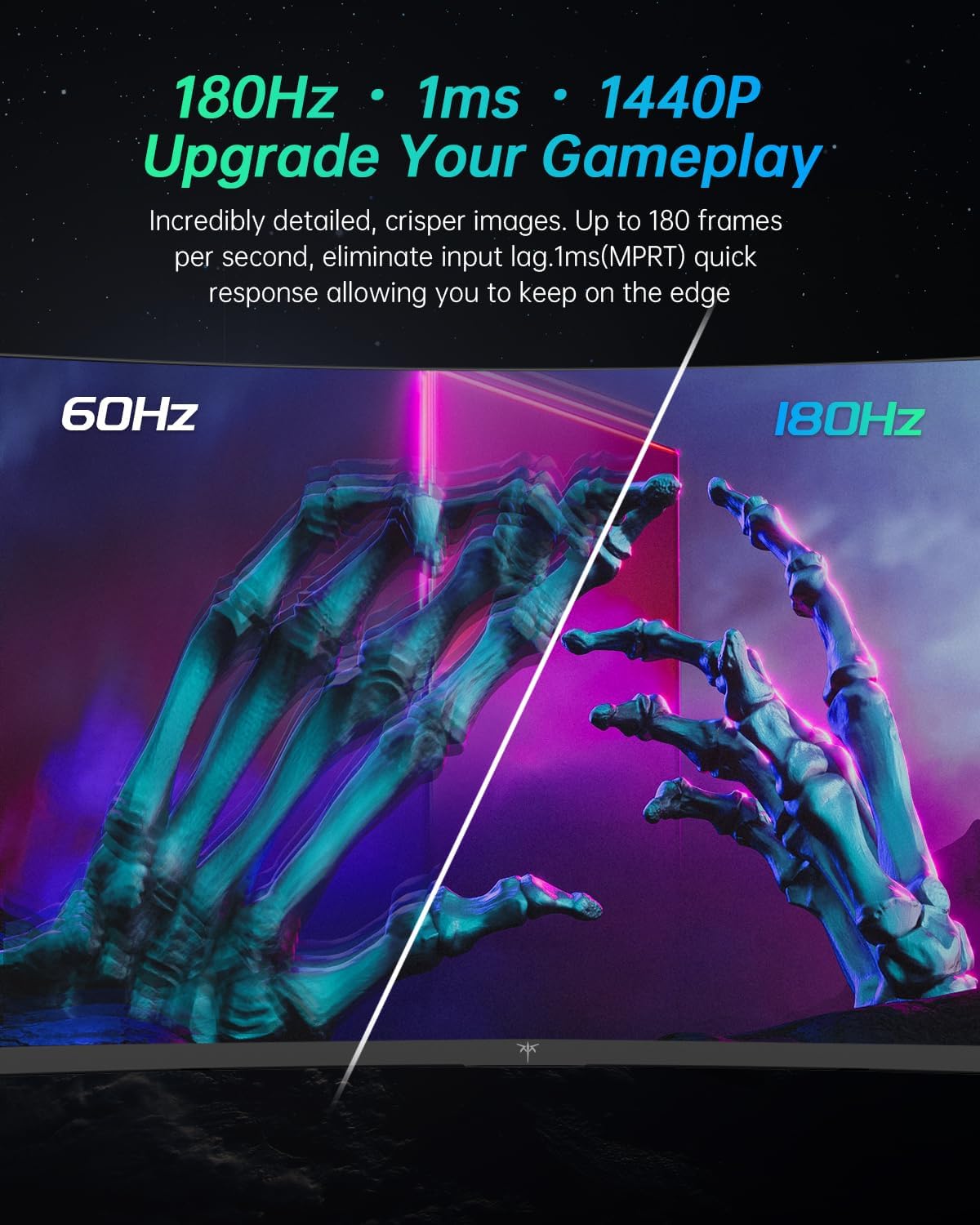 KTC 27 inch Gaming Monitor, 1440P Curved Monitor, 180Hz, 144Hz, 2K, 1500R, 1ms, FreeSync/G-Sync Compatible, DisplayPort/HDMI/USB, Ultrawide PC Vesa/Wall Mount Computer Monitor, H27S17 - Image 2