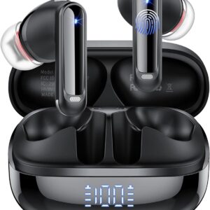 Wireless Earbuds, 2025 NEW Bluetooth 5.4 Headphones 48Hrs In Ear Buds Wireless Bluetooth Earbuds, Deep Bass Stereo with 4 ENC Mic Sport Headphones, IP7 Waterproof Earphones IOS Android Earbud, Black