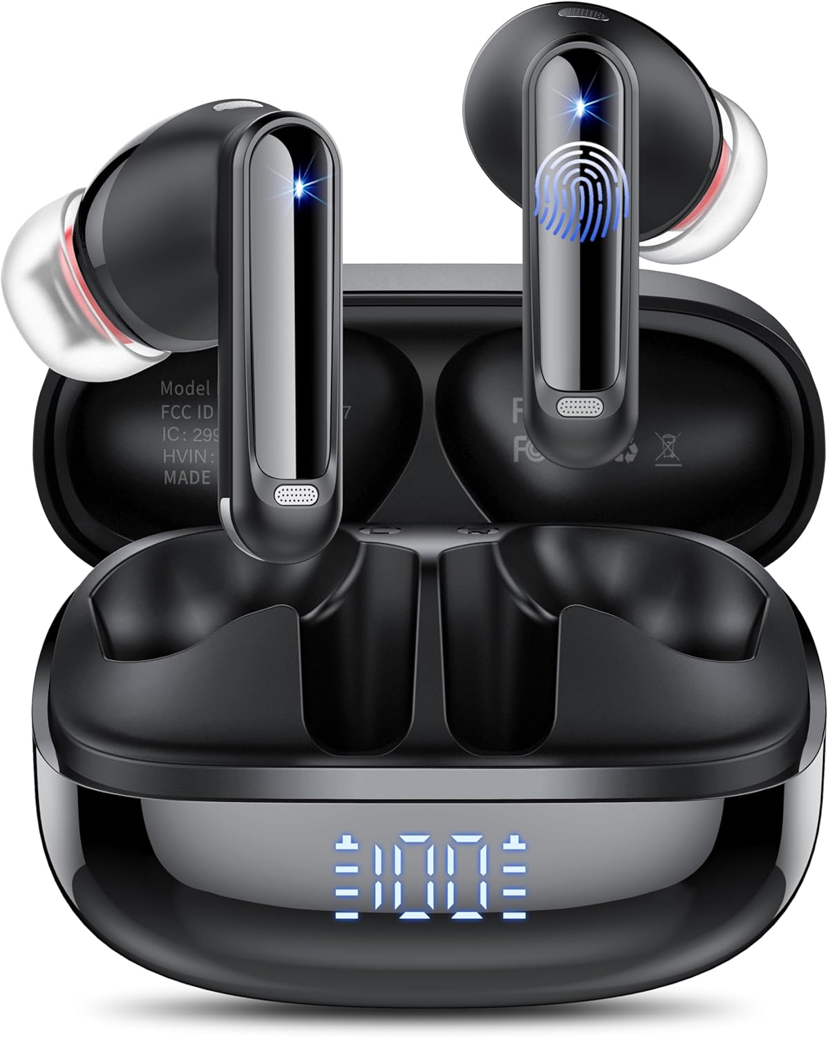 Wireless Earbuds, 2025 NEW Bluetooth 5.4 Headphones 48Hrs In Ear Buds Wireless Bluetooth Earbuds, Deep Bass Stereo with 4 ENC Mic Sport Headphones, IP7 Waterproof Earphones IOS Android Earbud, Black