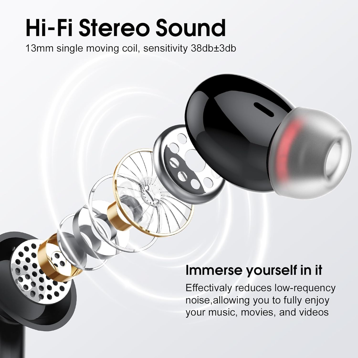 Wireless Earbuds, 2025 NEW Bluetooth 5.4 Headphones 48Hrs In Ear Buds Wireless Bluetooth Earbuds, Deep Bass Stereo with 4 ENC Mic Sport Headphones, IP7 Waterproof Earphones IOS Android Earbud, Black - Image 3