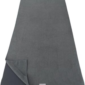 Non Slip Yoga Towel with Corner Pockets, Mat-Sized 24″x72″, 100% Microfiber Sweat Absorbent, Perfect for Hot Yoga, Bikram, Pilates and More (Grey)