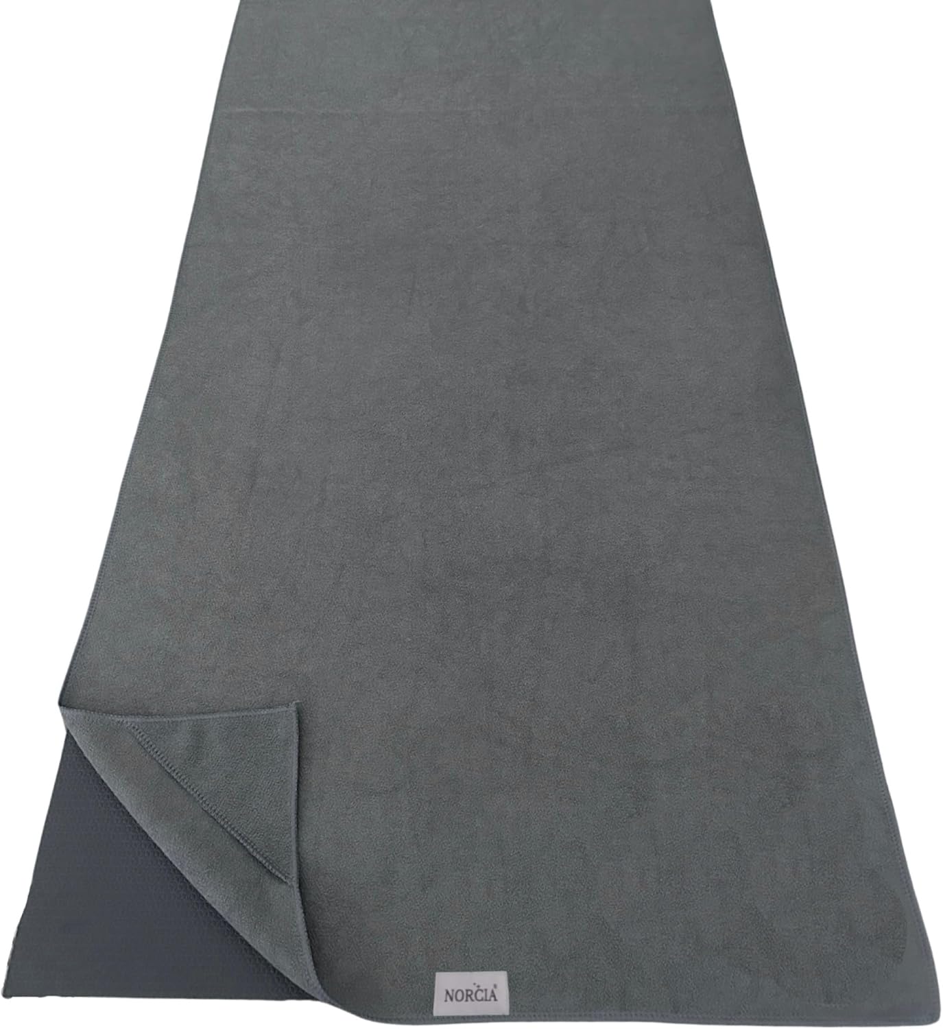 Non Slip Yoga Towel with Corner Pockets, Mat-Sized 24"x72", 100% Microfiber Sweat Absorbent, Perfect for Hot Yoga, Bikram, Pilates and More (Grey)