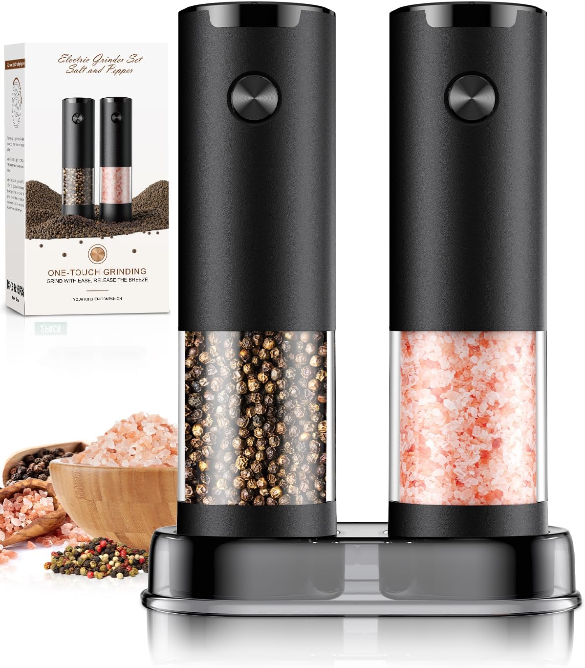 Electric Salt and Pepper Grinder Set Automatic Battery Pepper Mill Shakers - Image 2