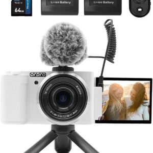ORDRO G930 Digital Camera for Content Creators Vlogging Camera 5K 16-80 mm Wide Angle Cameras for Photography, Vlogging and YouTube with Flip Screen, Auto-Focus, Filters with Mic, Stand