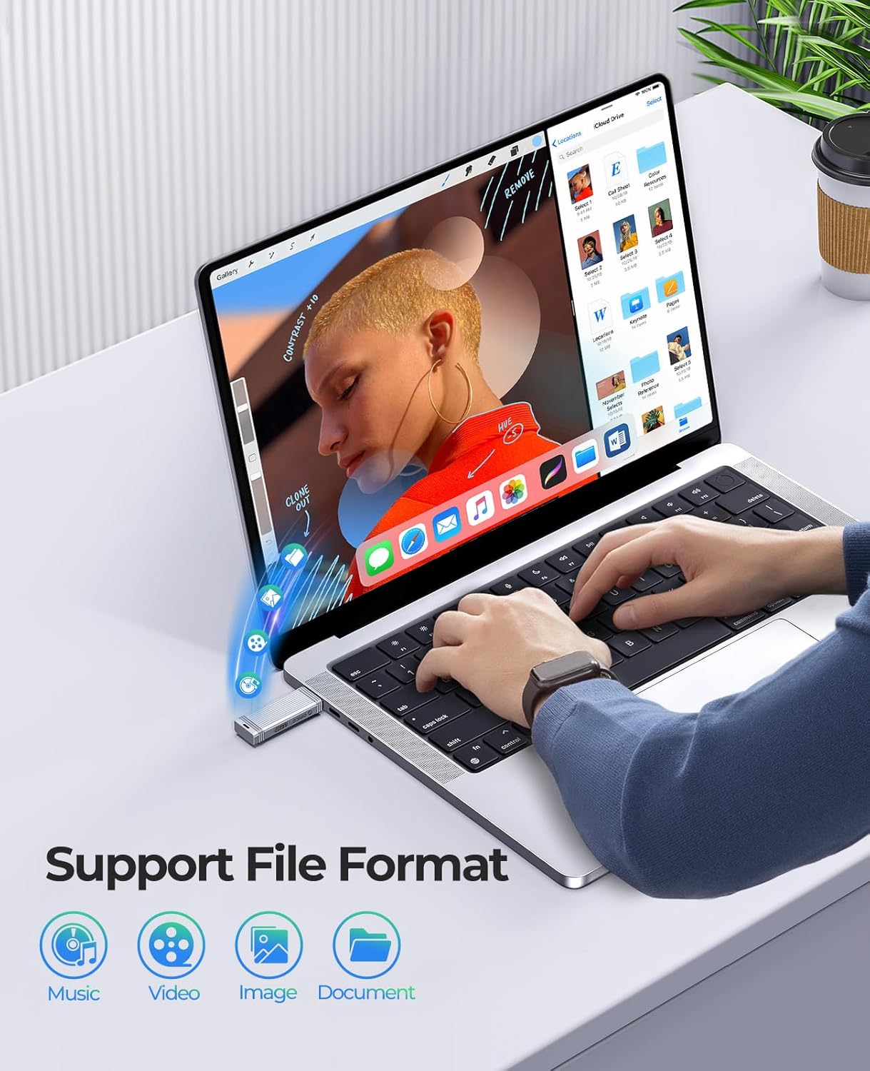 ORICO 1TB Portable SSD Up to 520MB/s, USB3.2 Gen2 External Solid State Drive, Metal High-Speed External SSD, Reliable Storage for iPhone 16 Series, Tablets, Laptops - Image 3