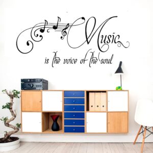 Music Wall Decal Sticker, Peel Stick Musical Instrument Note Nursery Classroom Decor, Home Studio Piano Guitar Violin Saxophone Decoration Kid Bedroom Playroom Art – Music is The Voice of Soul