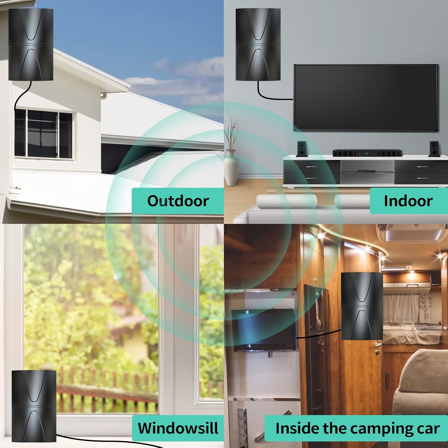 2025 Updated Strongest TV Antenna,2800+ Miles Range Indoor/Outdoor Antenna for Smart TV and All Old TV's,360° Reception Digital TV Antenna for Local Channels-38ft Thick Coax Cable and Amplifier - Image 5