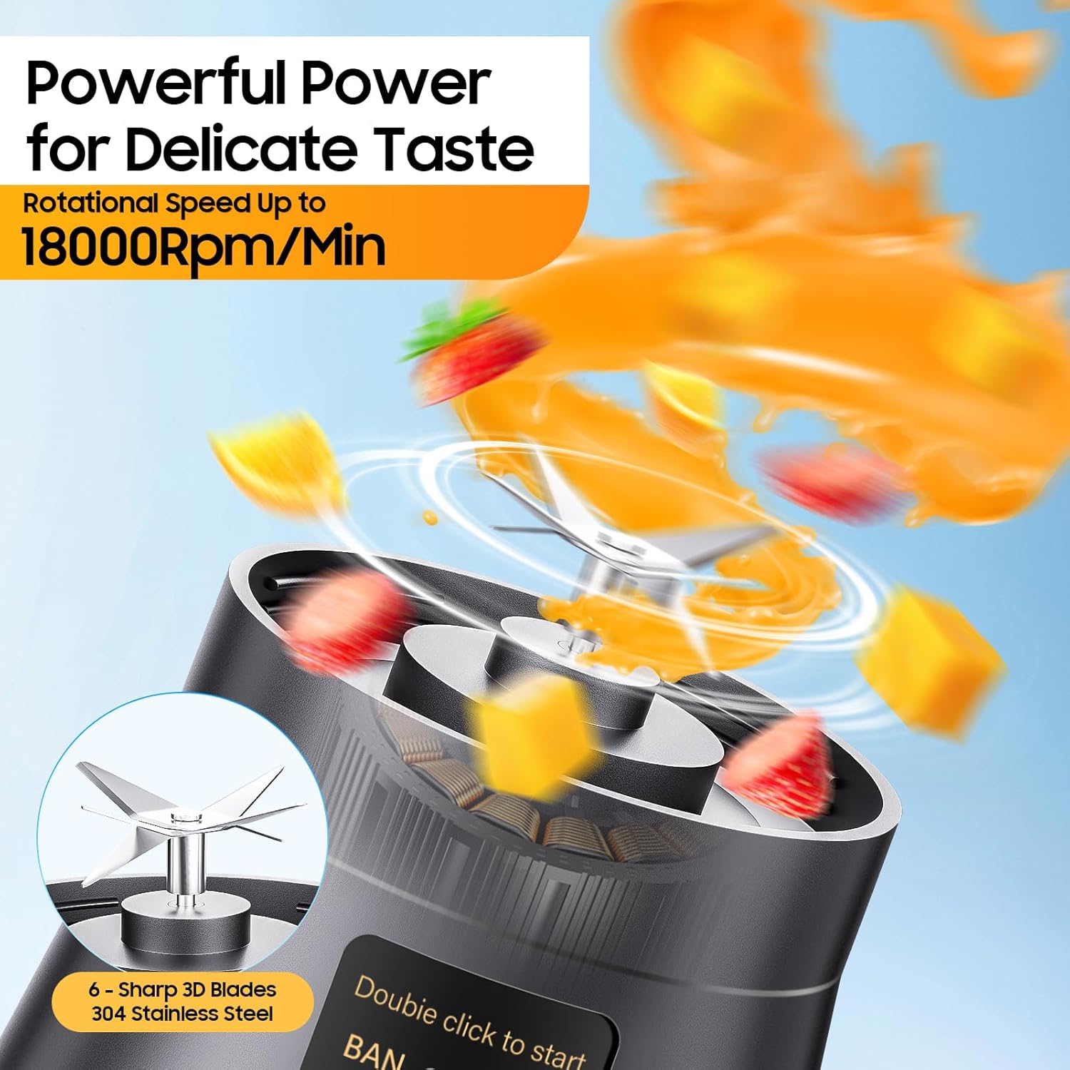 Cordless Personal Size Portable Blender - Blender Make Smoothies & Shakes, 12 Oz BAP Free Traveling Cup, Quickly Squeezed in Office/Picnic/Sprots - Image 9