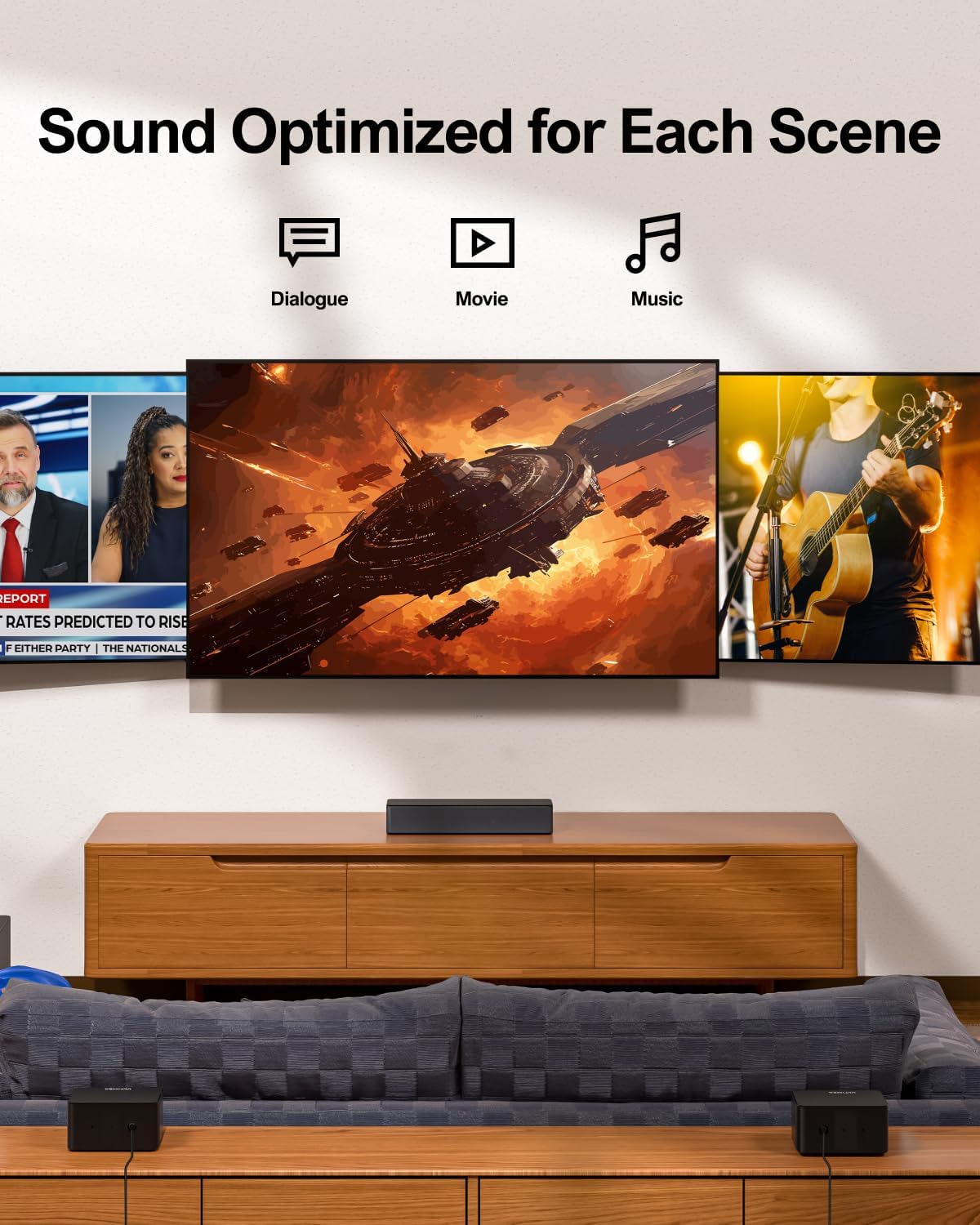 ULTIMEA 5.1 Sound Bar, 410W Dolby Atmos Surround Sound System for TV, 3D Sound Bars for Smart TV w/Subwoofer, Adjustable Surround & Bass, Home Audio w/APP Control, Poseidon D60(New 2025 Version) - Image 8