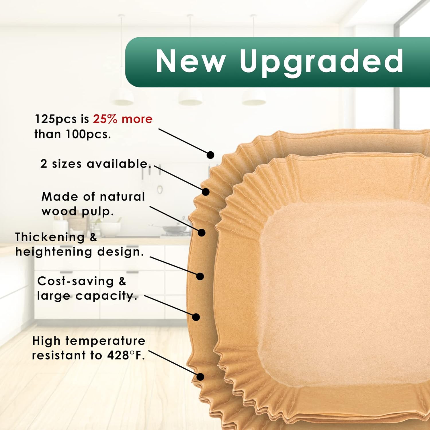 Air Fryer Paper Liners, 125Pcs Parchment Paper, Air Fryer Liners Disposable for Microwave - Image 2