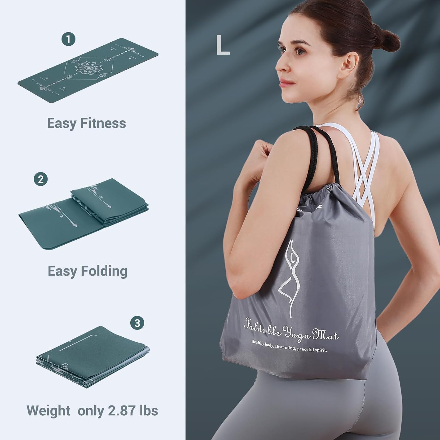 Avoalre Yoga Mat Foldable - Textured Non Slip Exercise Mat -Travel Lightweight Hot Yoga Mat with Carry Bag for Pilates & Home Workouts (72"L x 24"W x 3mm Thick), Green - Image 7