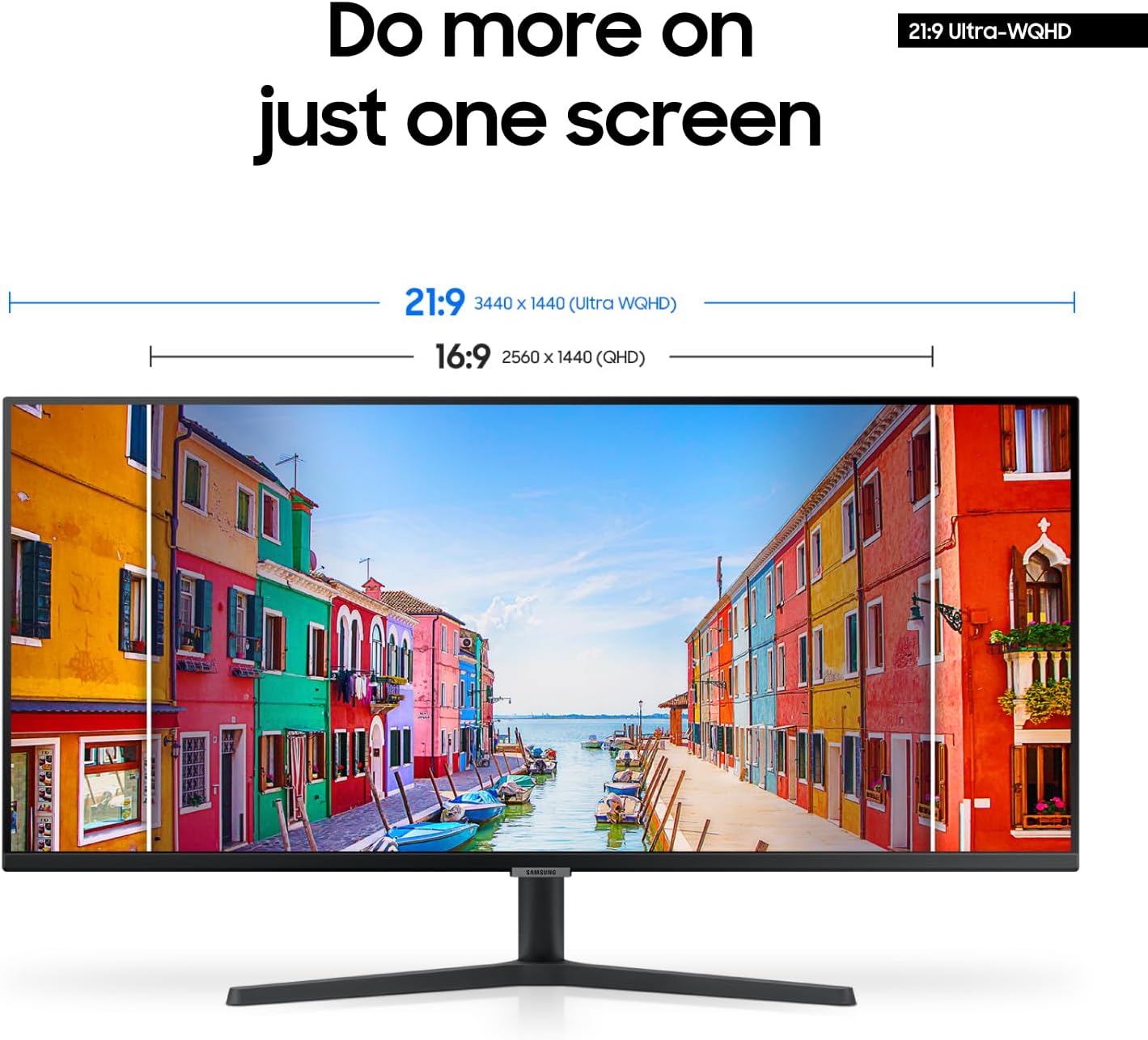 SAMSUNG 34" ViewFinity S50GC Series Ultra-WQHD Monitor, 100Hz, 5ms, HDR10, AMD FreeSync, Eye Care, Borderless Design, PIP, PBP, LS34C502GANXZA, 2023, Black - Image 3