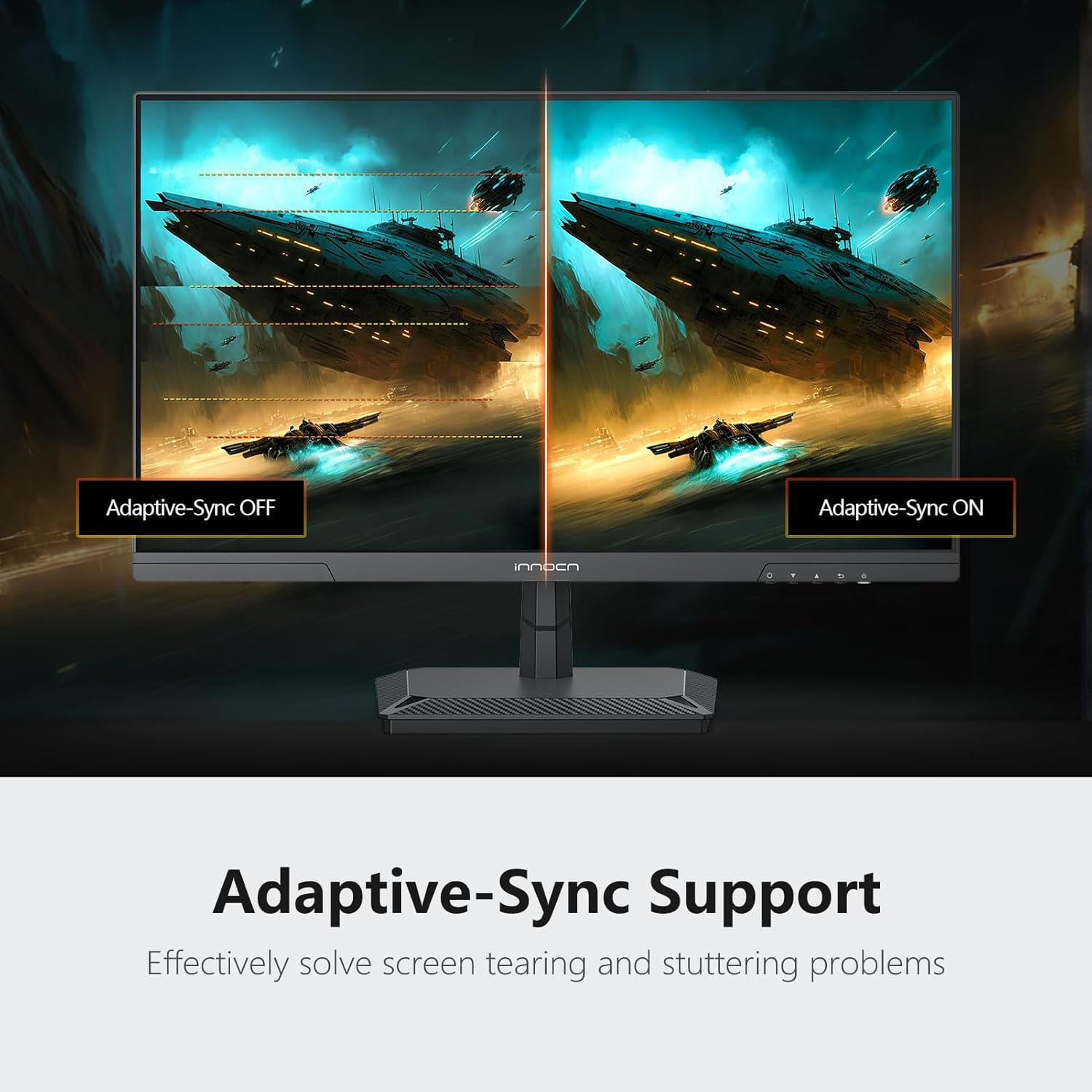 INNOCN 24.5" 1440P QHD 2K Gaming Monitor, 240Hz PC Computer Desktop Monitor, IPS, HDMI 2.1, DisplayPort, FreeSync, Console Ready, 1ms, MPRT, Eye Care, Flicker-Free, Speaker, 25G2S - Image 4