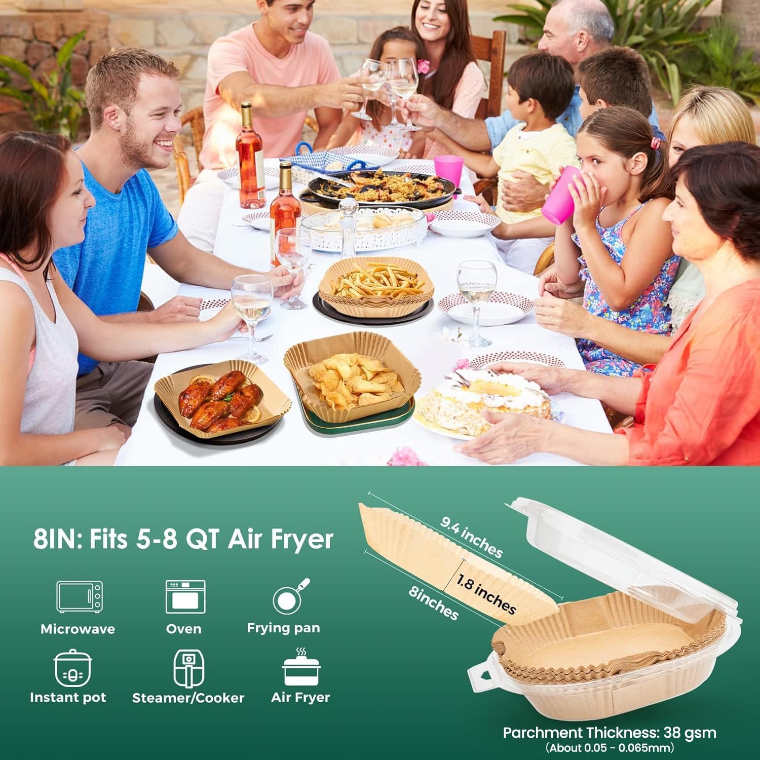 Air Fryer Paper Liners, 125Pcs Parchment Paper, Air Fryer Liners Disposable for Microwave - Image 8