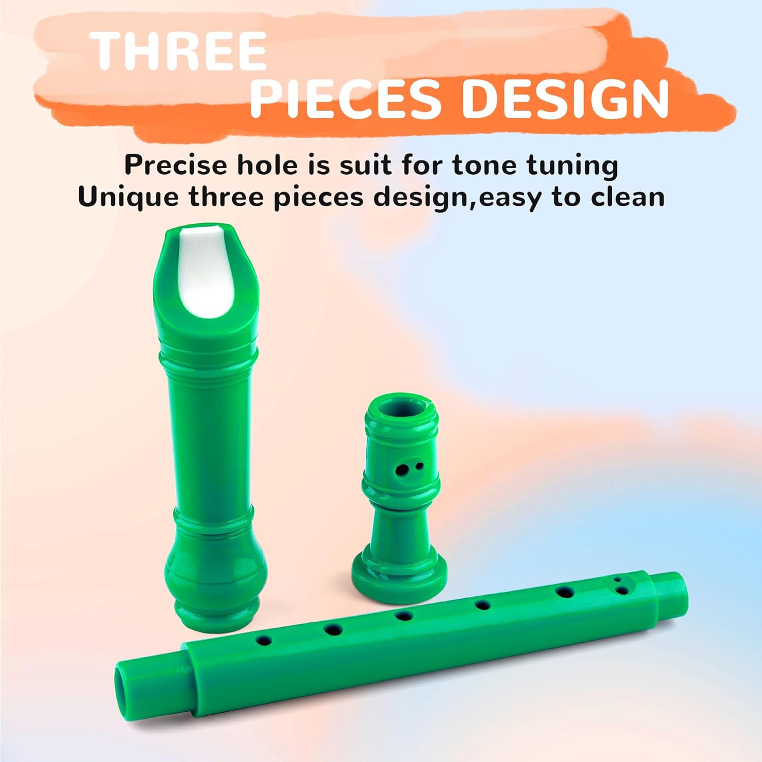 8-Hole Soprano Descant Recorder Baroque Style Kids Music Flute with Cleaning Rod & Case Bag for School Student Home Entertainment - Green - Image 4