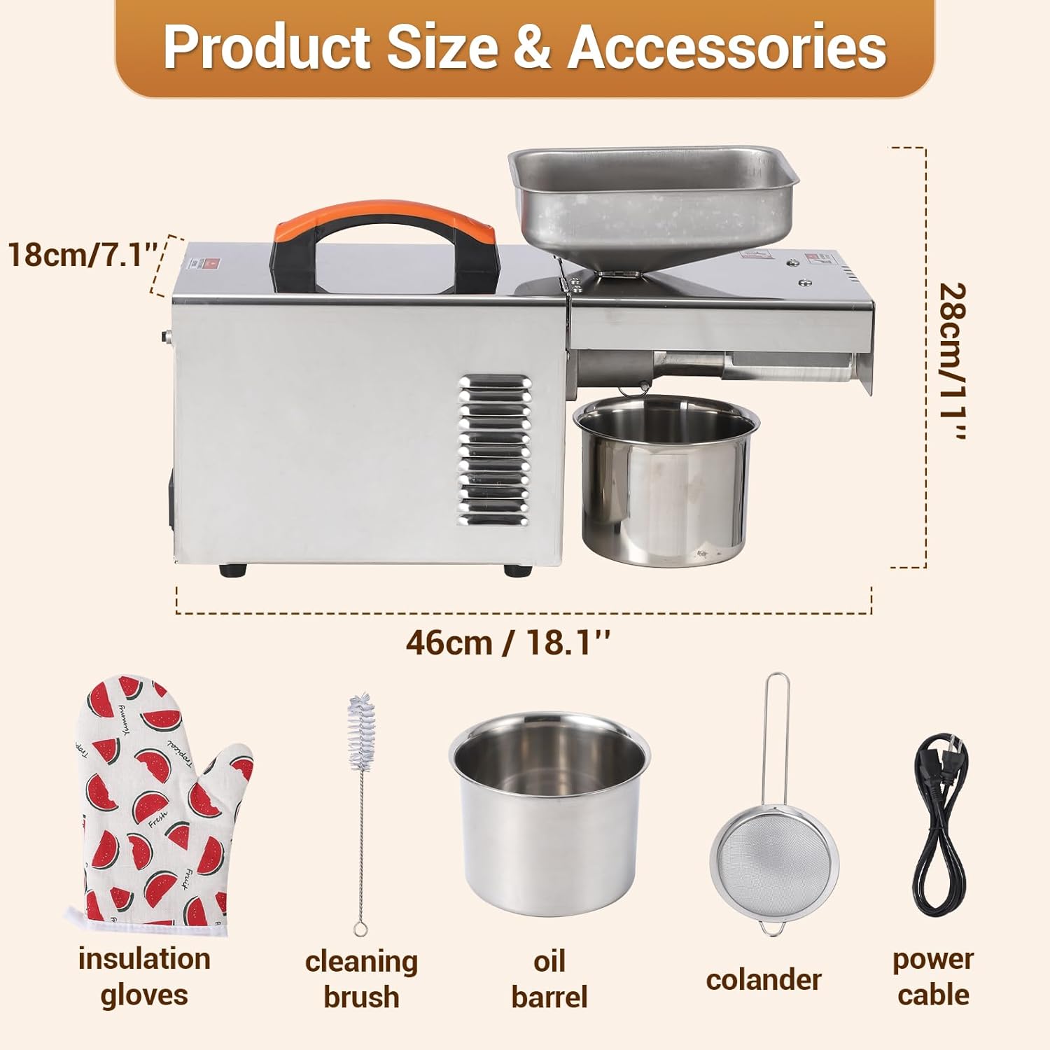 Oil Press Machine, Cold & Hot Press Oil Extractor Machine, Food Grade Stainless Steel Automatic Nuts Seed Oil Maker Machine for Commercial Home Kitchen Use - Image 5