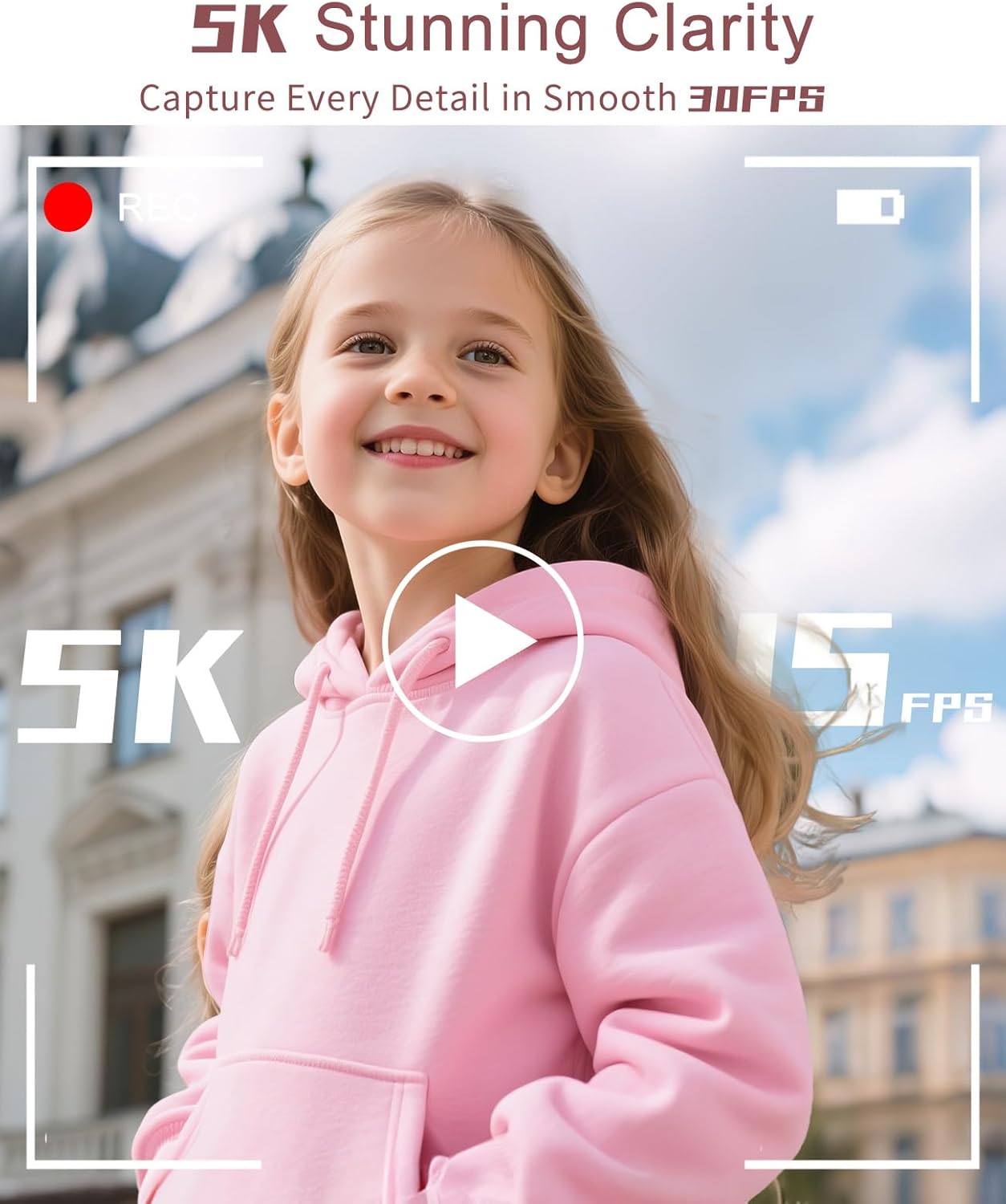 FLATIC Digital Camera, 5K 75MP Cameras for Photography with WiFi & 64GB TF Card, Autofoucs Vlogging Camera for YouTube with 180° Flip Screen, Compact Vlog Travel Camera Kit for Beginner, Teens, Pink - Image 2