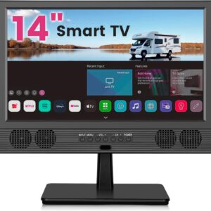 14 Inch Small Smart TV HD 720P LED, Compact Flat Screen Smart TV with Built-in Speakers, Digital ATSC Tuner,HDMI/USB/AV Inputs,Small Smart tv for Kitchen,Bedroom,RV,Camper,Camping