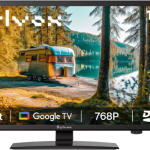 SYLVOX 12 Volt TV, 19″ Smart RV TV with Built-in DVD Player, Google OS Voice Remote ATSC NTSC HDMI USB, AC/DC Powered, 12V Television for RV Camper Van Vehicle(Trailer Series)
