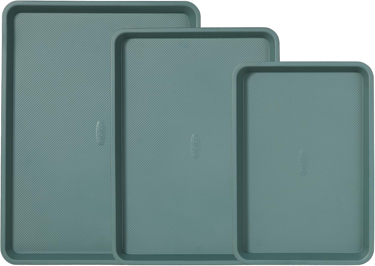 CAROTE 3-Piece Baking Pan Set - Bakeware Set, Baking Sheet Set Including 13 Inch 15 Inch 17 Inch Sheet Pan, Cookie Sheet for Baking, Deep Olive Green