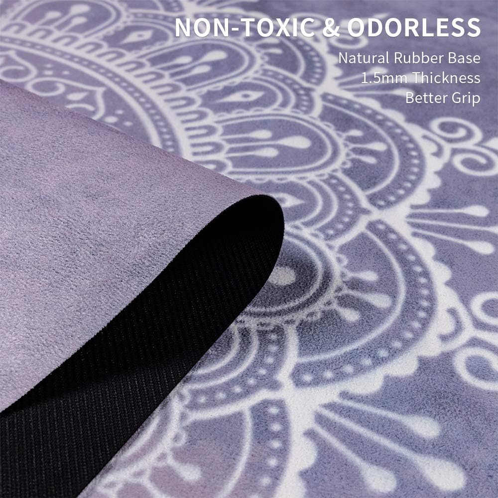 Travel Yoga Mat, Non Slip Exercise Suede Mat with Carry Bag, All-Purpose Fitness Mat with High Density Anti-Tear Surface for Women, Ideal for Pilates Workout (72'' x 24'' x 1.5mm Thick) - Image 3