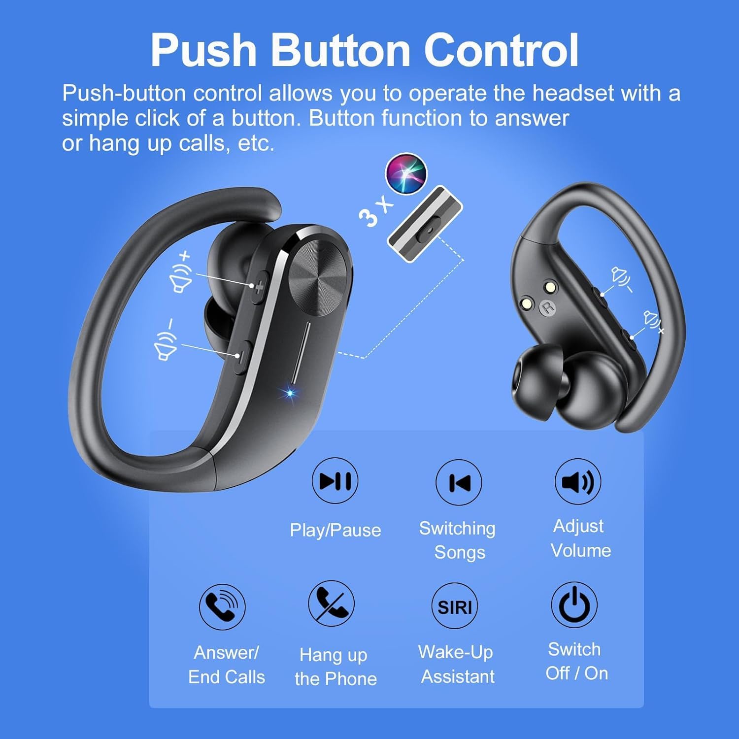 Ear buds Wireless Bluetooth Earbuds 2025 NEW Bluetooth 5.3 Sport Headphones 68Hrs Playtime with LED Display Powerful Bass Over Ear Earphones with Earhooks IP7 Waterproof USB C for Gym/Running - Image 5