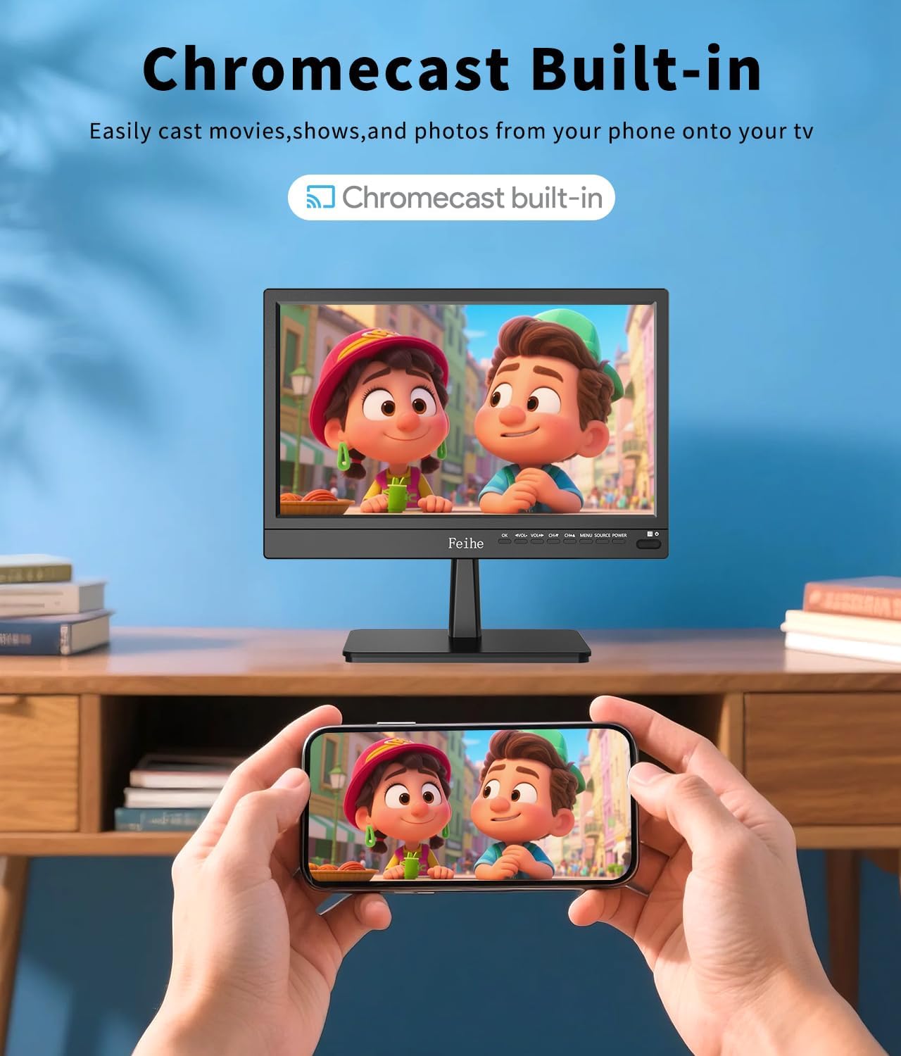 Feihe 14 inch Small Smart TV Built-in APP, HD Flat Screen Compact Smart Television for Kitchen, Home, RV Camper or On-The-Go Entertainment - Image 4