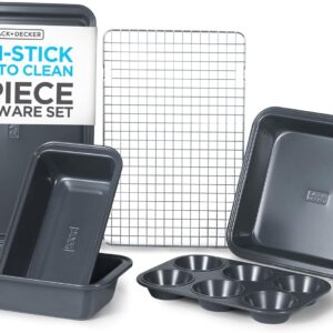 BLACK+DECKER 6-Piece Carbon Steel Bakeware Set, 0.4mm Carbon Steel Baking Pans Set with Ceramic Non-Stick Coating