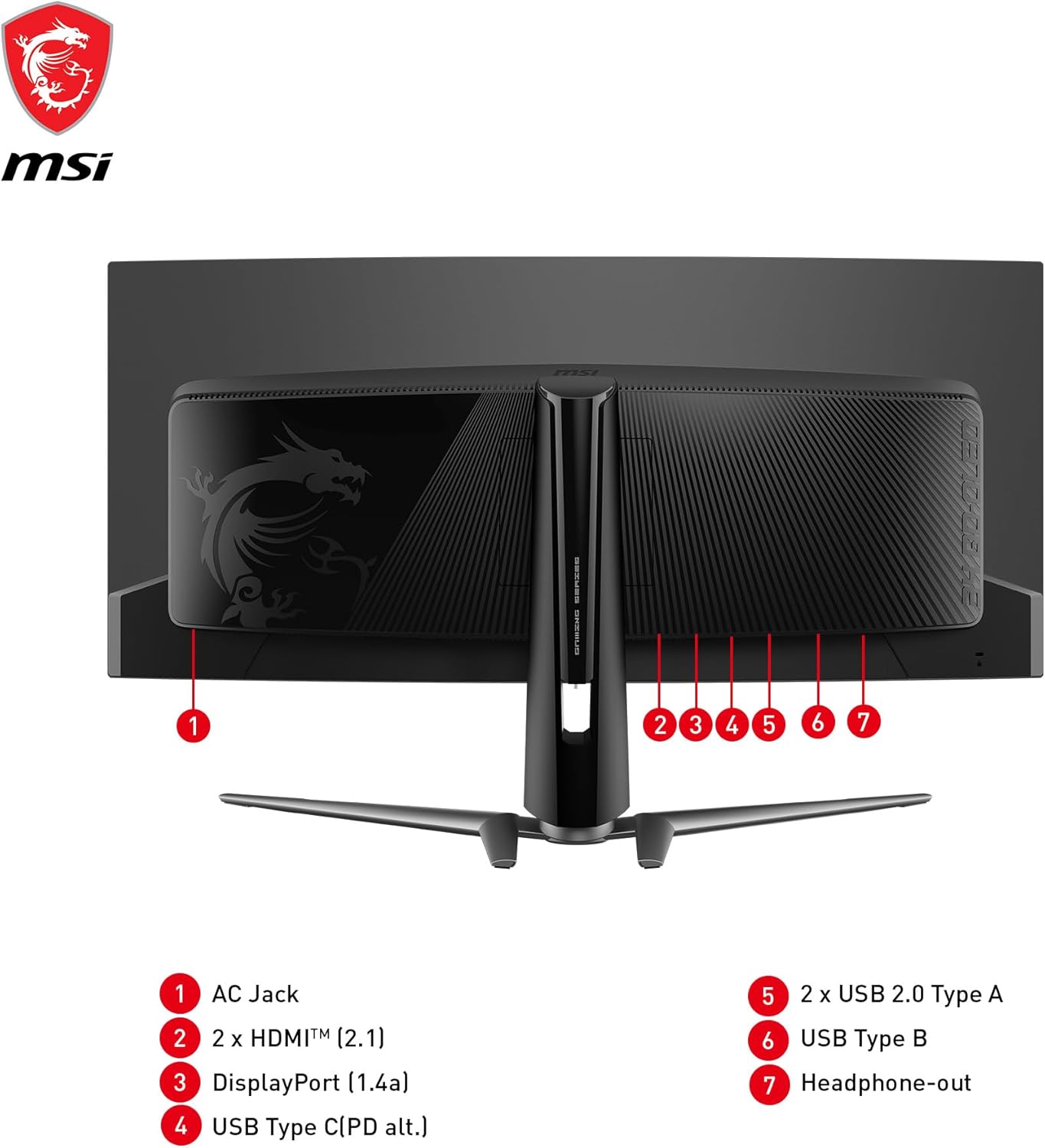 MSI MPG 341CQPX QD-OLED 34-inch Curved OLED Gaming Monitor, 3440 x 1440 (UWQHD), 0.03ms Response time, 240Hz, True Black HDR 400, HDMI, DP Port, USB Type C, Tilt, Height Adjustable - Image 6