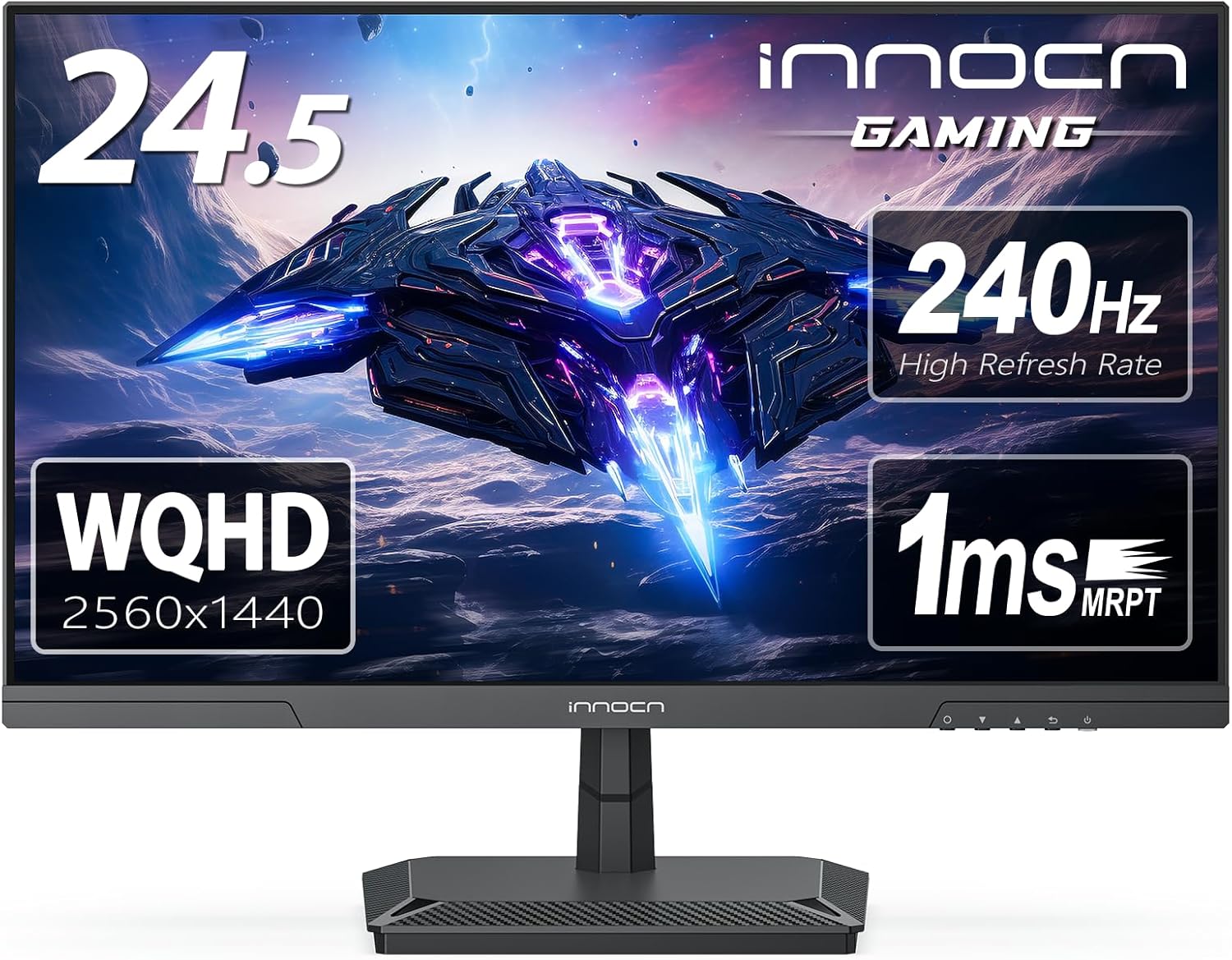 INNOCN 24.5" 1440P QHD 2K Gaming Monitor, 240Hz PC Computer Desktop Monitor, IPS, HDMI 2.1, DisplayPort, FreeSync, Console Ready, 1ms, MPRT, Eye Care, Flicker-Free, Speaker, 25G2S