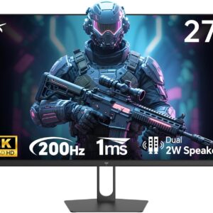 KTC 27 Inch Gaming Monitor – 2K QHD 2560 x 1440 Monitor, Up to 210Hz & 1ms, Bulit-in Speakers, Adaptive Sync, HDR400, 131% sRGB, IPS Monitors Gamer with HDMI 2.0 x 2 & DP1.4 x 2, H27T22C-3