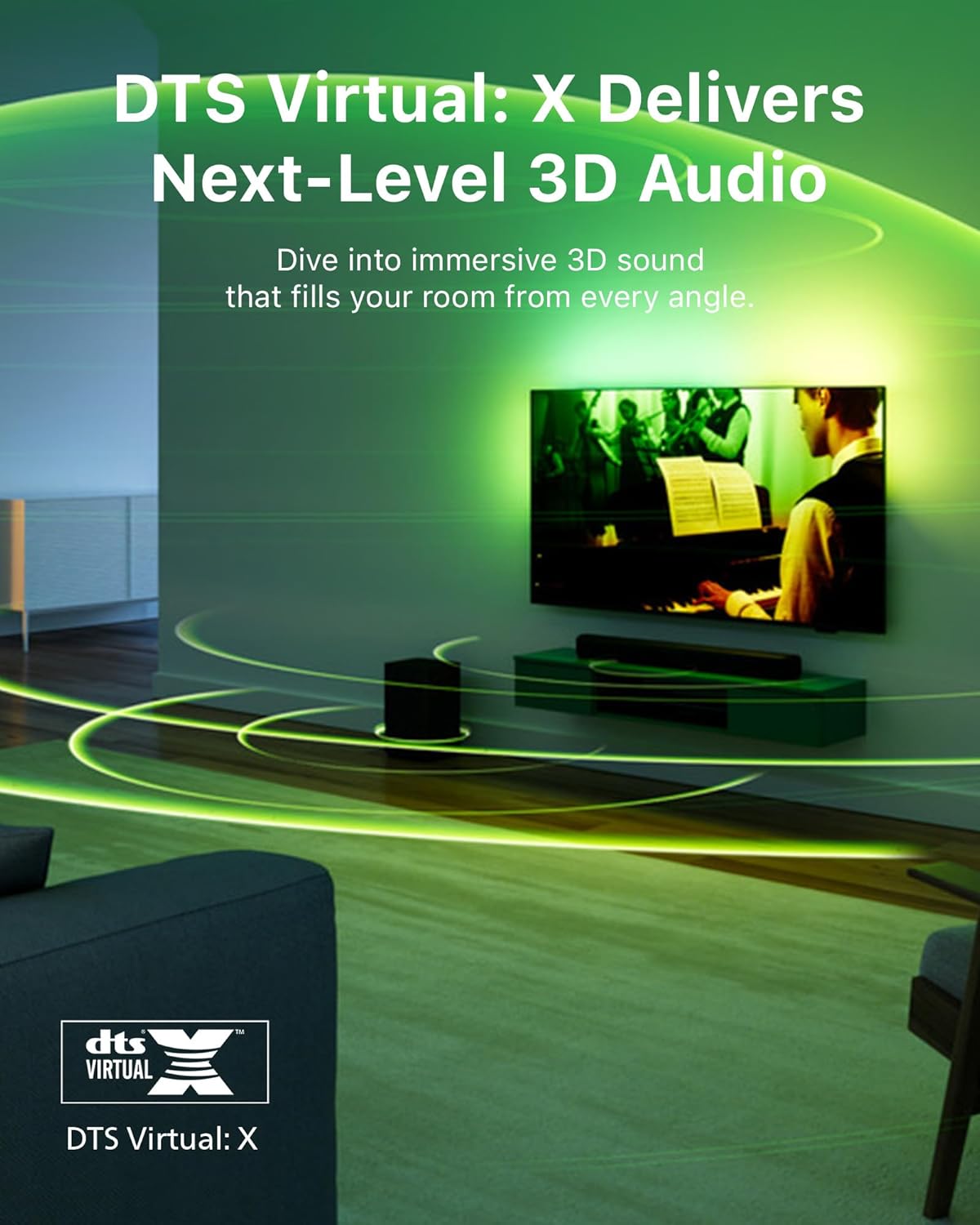 PHILIPS B5309 Soundbar 2.1 with Wireless Subwoofer and Immersive DTS Virtual:X Audio Technology - 240W Max Power, Deep Bass, Bluetooth 5.4, Four EQ Modes, HDMI ARC and USB connectivity - Dark Grey - Image 3