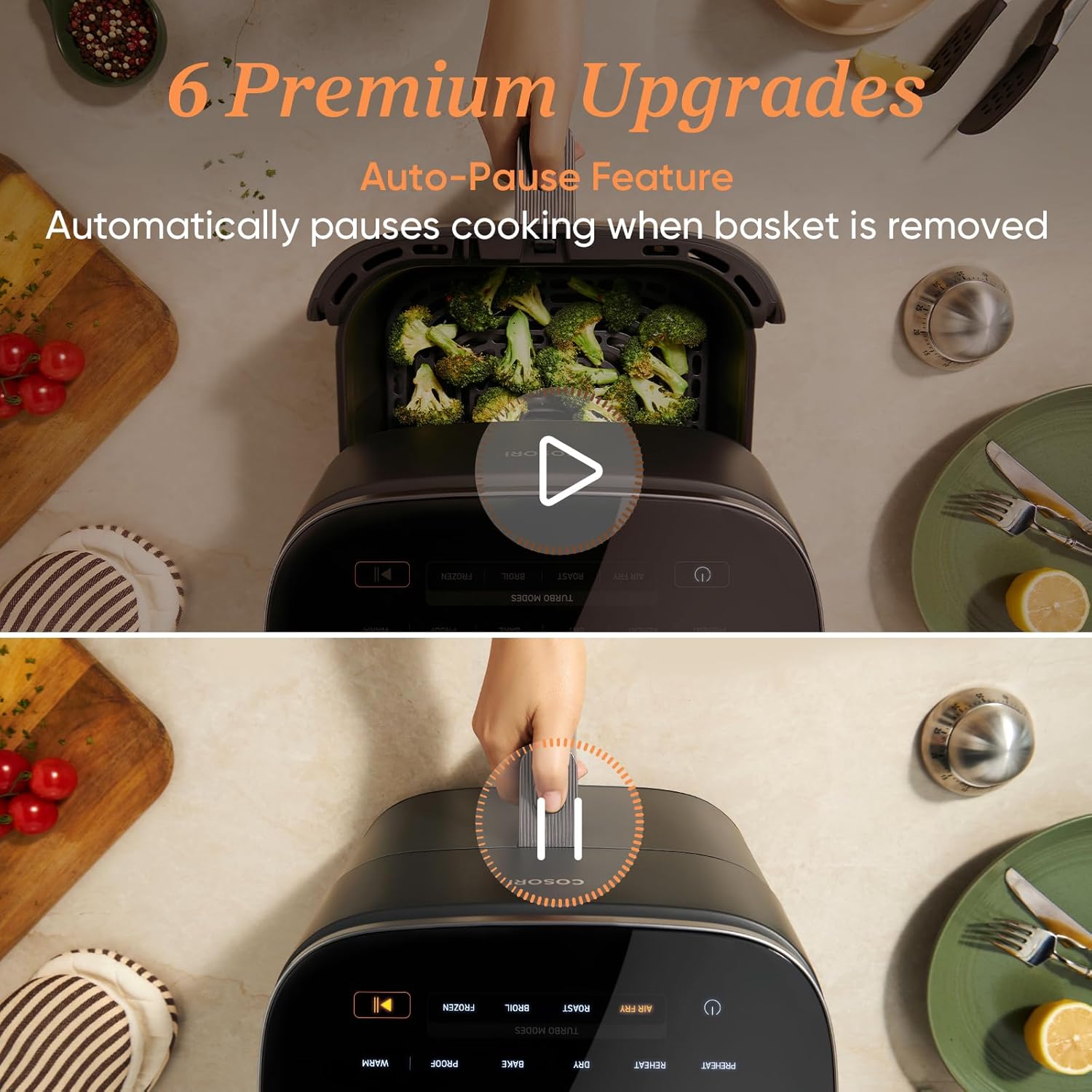 Cosori 9-in-1 TurboBlaze Air Fryer 6 Qt, Premium Ceramic Coating, 90ยฐโ450ยฐF, Precise Heating for Even Results - Image 7
