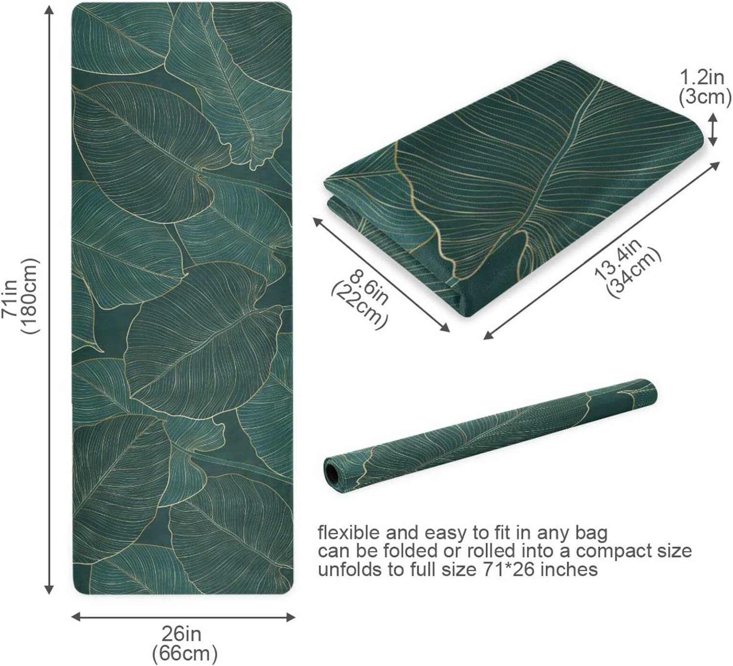 Vintage Mandalas Leaves Yoga Mat Non Slip Thick Kids Banana Palm Eco Friendly Rubber Workout Foldable Yoga Mat Women Exercise A003 - Image 6