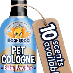 Bodhi Dog Premium Dog Cologne – Deodorizing Dog Perfume & Conditioner for Dogs & Cats – Natural Long Lasting Spray – Keeps Pets Fresh All Day – Gentle & Safe Formula, Made in USA (Baby Powder 4 Fl Oz)