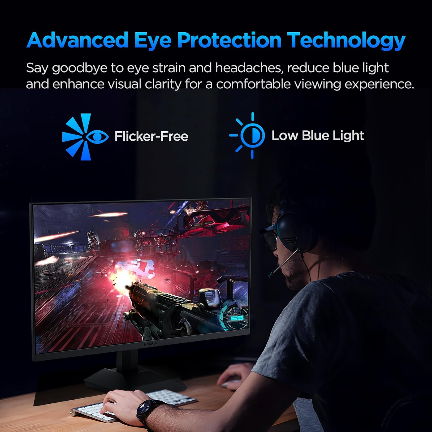 KOORUI GN02 27-inch 240Hz Gaming Monitor, 1ms FHD 1080p, G-SYNC and FreeSync Premium, HDMI 2.0/DP 1.4, Xbox PS5 Switch Ready, VESA, Tilt, Black - Image 6
