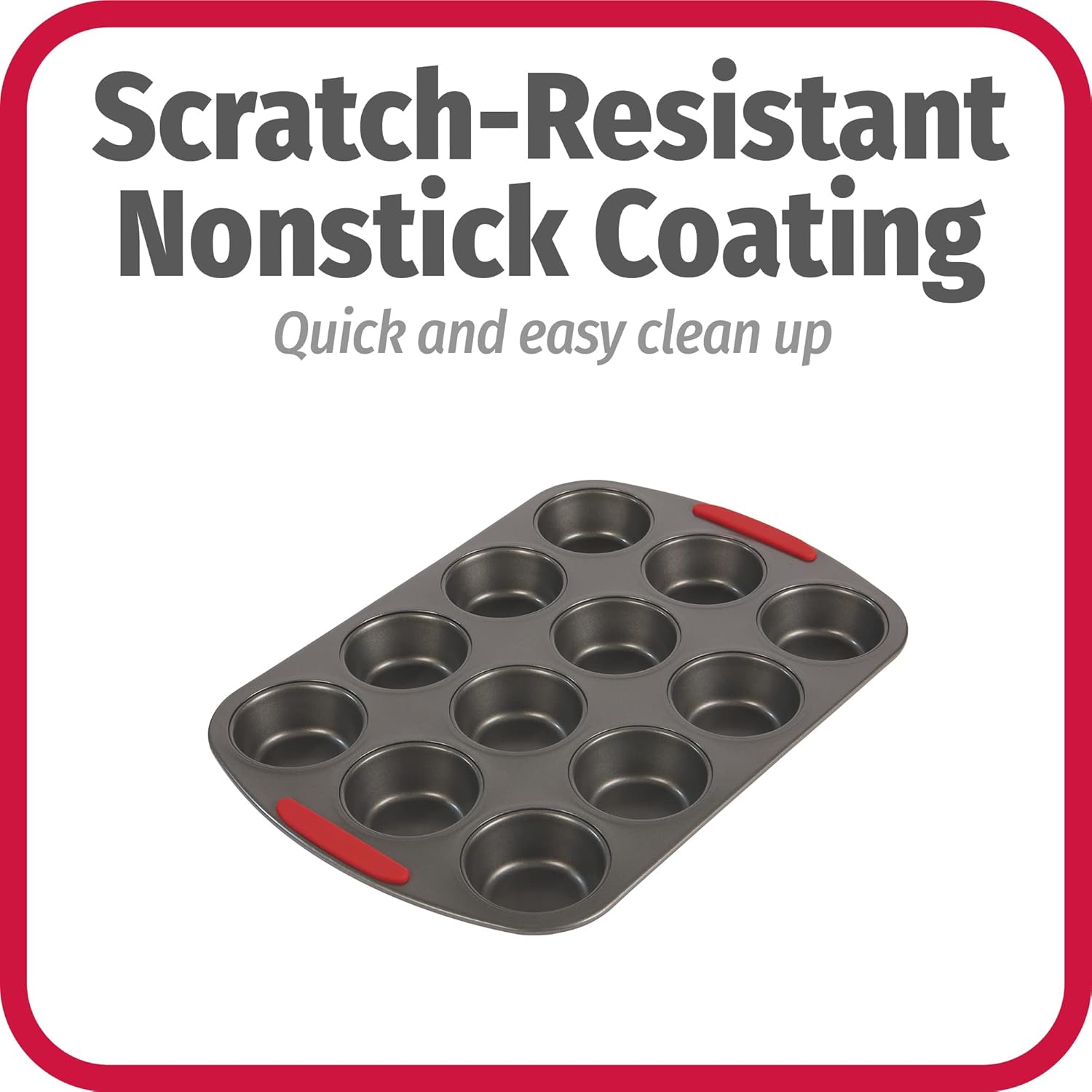 GoodCook 5-Piece Mega Grip Nonstick Bakeware Set – Cookie Sheet Pan, 2 9” Round Cake Pans, 13” x 9” Bake & Roast Pan, 12-Cup Muffin Pan - Baking Supplies, Baking Pans Set - Image 4