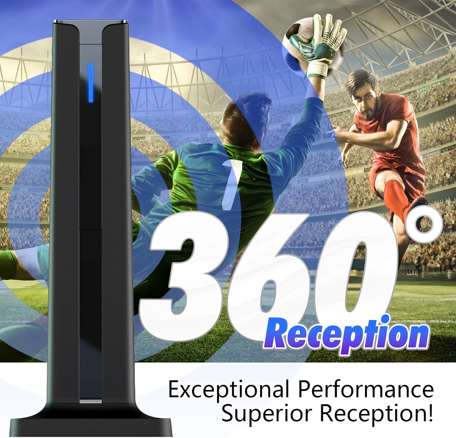 Digital TV Antenna for Smart TV Indoor,2025 TV Antenna with 3M Stick Base, 360°&Long Range Reception HDTV Antenna for Local Channels, Easy Installation Antennas for TVs Without Cable (7.0 in) - Image 2