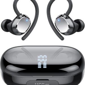 Wireless Earbuds 128Hrs Bluetooth 5.3 Headphone Sport, 2025 Bluetooth Earbuds Stereo Deep Bass Over Ear Bud with Earhooks, ENC Noise Cancelling Mic, IPX7 Waterproof Earphone for Workout/Running