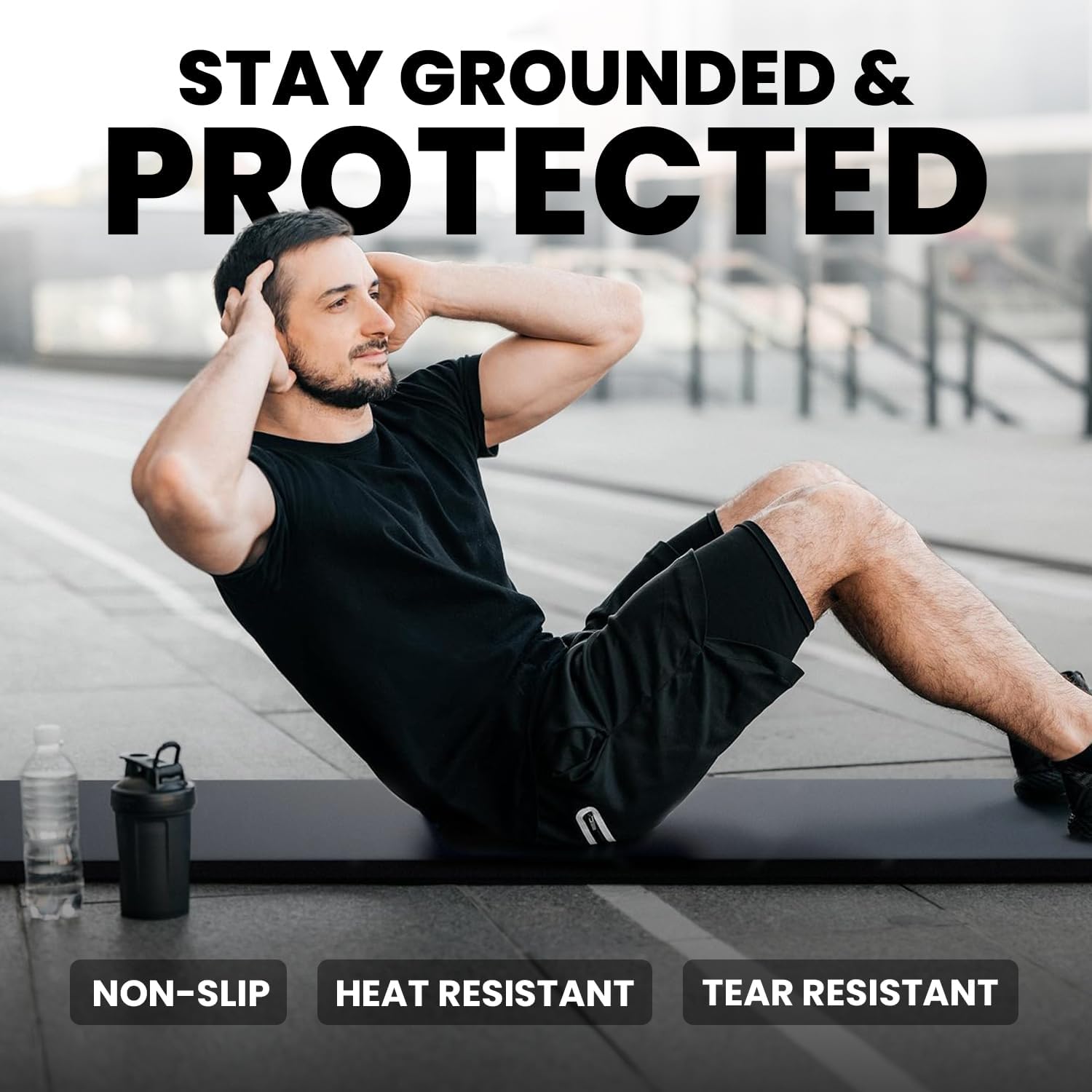 HemingWeigh 1 Inch Extra Thick Non Slip Yoga Mat - Exercise Mats for Home Workouts, Black (70"L x 23"W) - Image 3