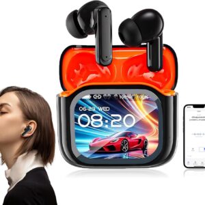 NE20 Earbuds, 2025 New 6.0 Pro NE20 Translation Earbuds Real Time, Wireless Bluetooth 6.0 AI Headphones, LCD Touch Screen,48DB Intelligent Noise Reduction, HD Stereo Sound,IPX6 Water-Resistant (Black)