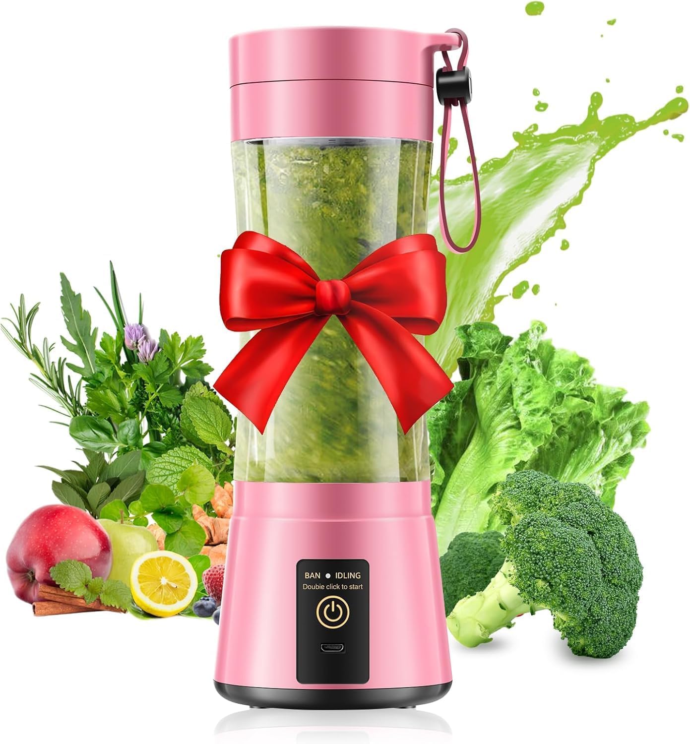 Cordless Personal Size Portable Blender - 12 Oz Blender for Smoothies and Shakes with BPA Free Traveling Juice Cup, 6 Blades for Powerful Blending, Suit for Sports/Travel/Home