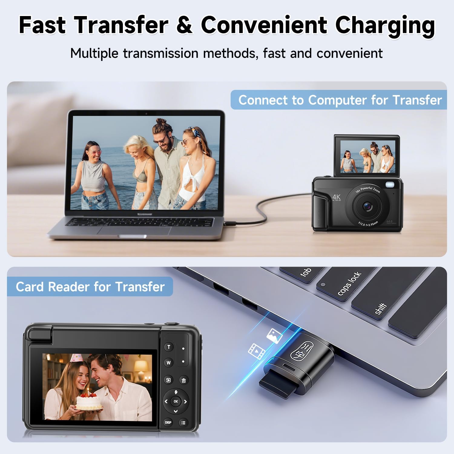 4K Digital Camera for Photography, Autofocus 64MP Vlogging Camera for YouTube with 3" 180° Flip Screen, 16X Zoom Compact Travel Point and Shoot Camera with Flash for Beginners, 64GB Card, Black - Image 6